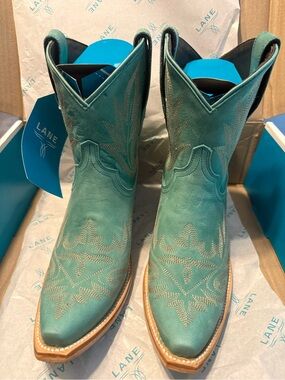 Lane Lexington Teal Taos Turquoise Western Cowboy Boots Women’s 8.5